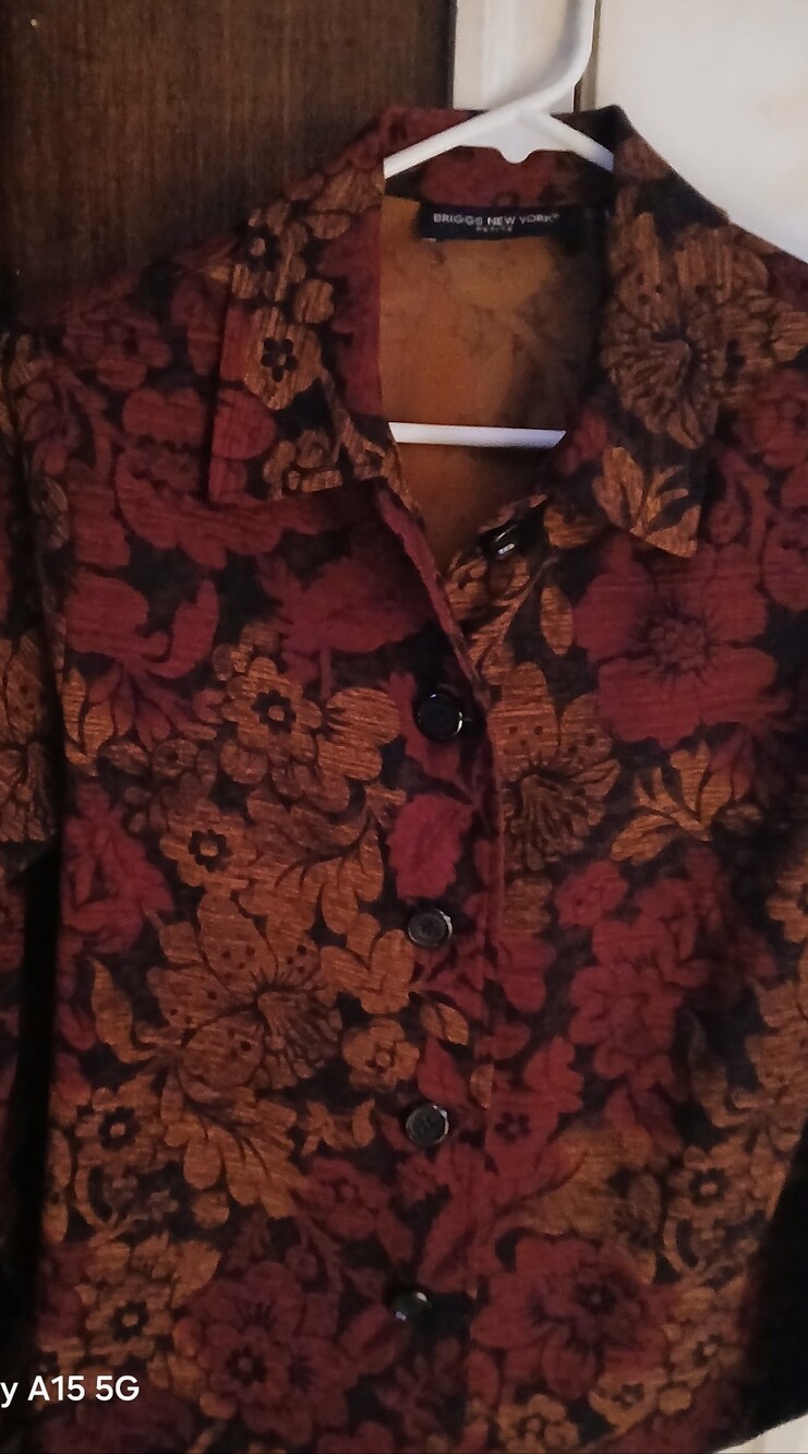 Briggs New York Burgundy and Brown Floral Blazer